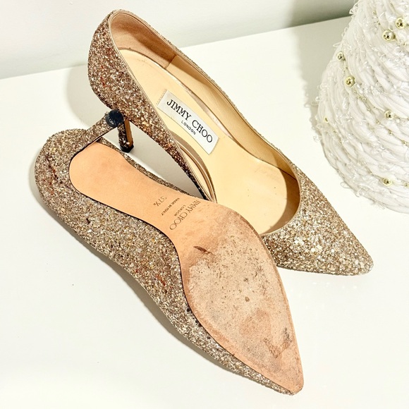 Jimmy Choo Sparkling Gold Heels - Picture 9 of 10